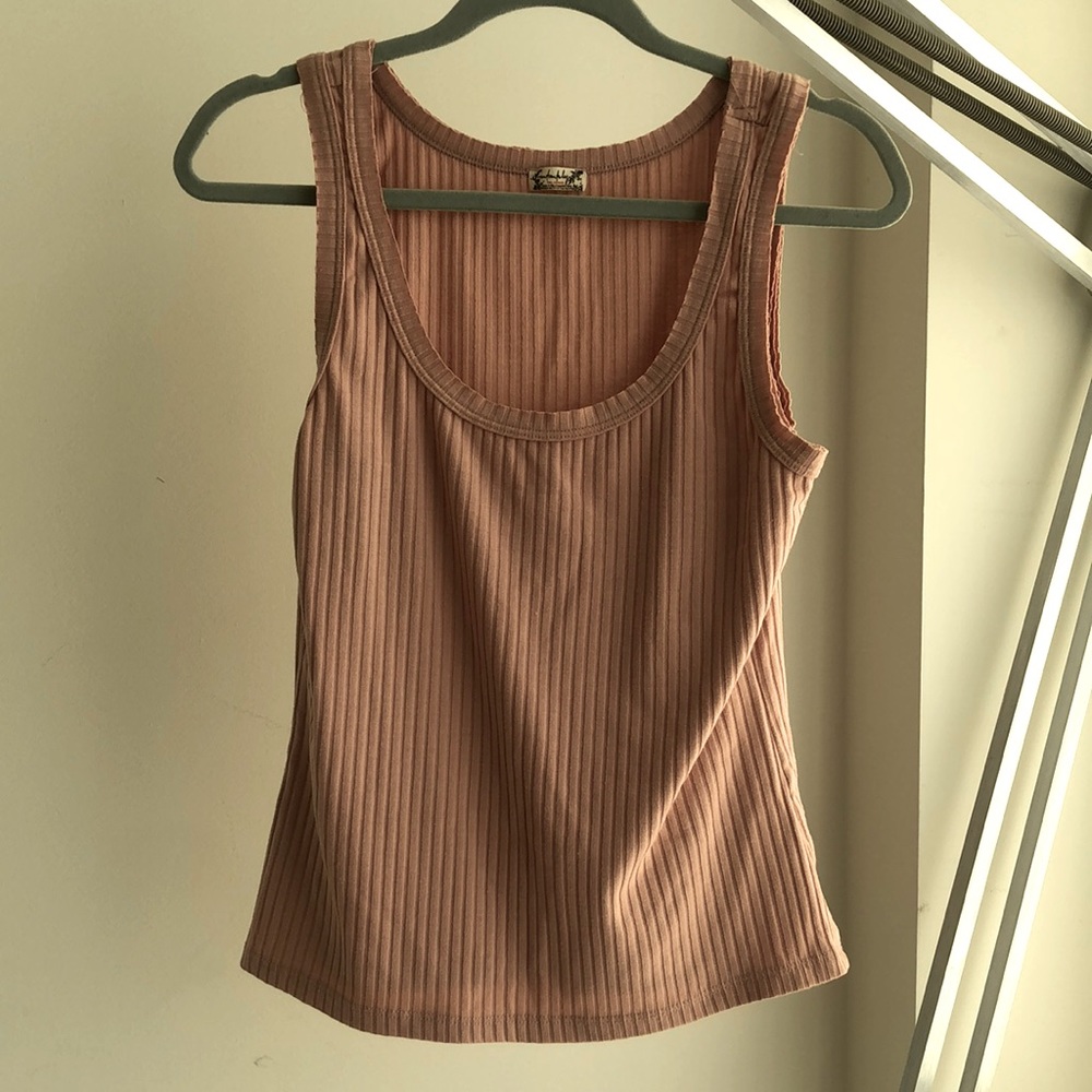 Free People scoop neck tank top in pink, size XL
